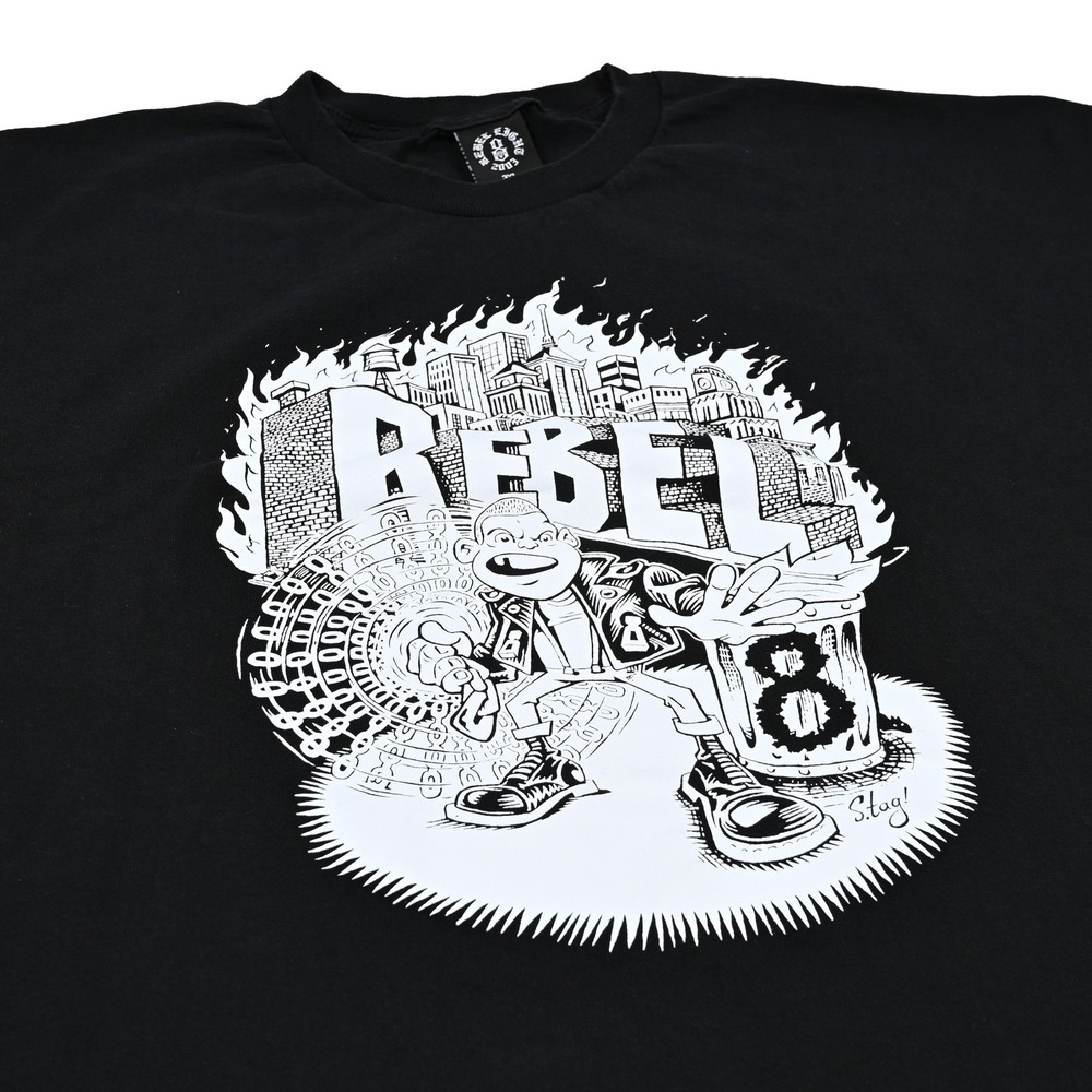 Rebel8‎ Shirt Mens 3XL Black Short Sleeve Graphic Tee Graffiti Punk Tattoo Tag